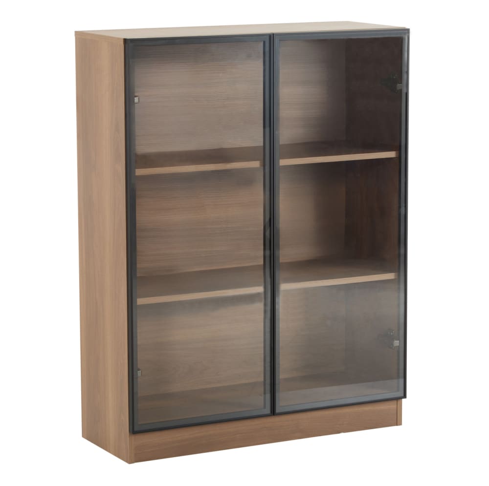 wohnli-moebel-suche-M26206693 Wohnli Möbelsuche - Glasvitrine mit 3 Ebenen und LED-Beleuchtung in Walnussoptik