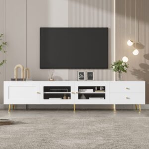 TV-Lowboard aus Spanplatte weiß mit 2 Schubladen 170x43x40cm Spanplatte Weiß Hauss Spole Möbel Wohnzimmermöbel TV-Möbel