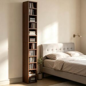 CD-Regal in Braun mit 12 Ebenen 21x175x20cm Spanplatte Braun Hauss Spole Möbel Wohnzimmermöbel Bücherregale