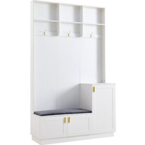 Wohnli Möbelsuche - Garderobenmöbel mit Sitzbank aus Spanplatte weiß 120 x 40 x 200 cm