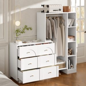 wohnli-moebel-suche-M26206872-1 Offener Kleiderschrank aus Spanplatte weiß mit 6 Schubladen 139x133x35cm Spanplatte Weiß Hauss Spole Möbel Schlafzimmermöbel Kleiderschränke