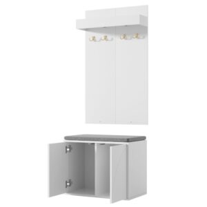 wohnli-moebel-suche-M26206876 Wohnli Möbelsuche - Garderoben-Set 3-in-1 aus Spanplatte weiß 60 x 35 x (45 + 100) cm