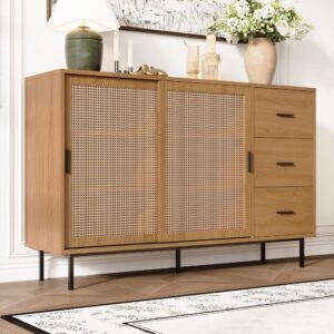 wohnli-moebel-suche-M26206877-1 Sideboard mit 2 Schiebetüren aus Spanplatte Natural 140 cm 140x91x37cm Spanplatte Braun Hauss Spole Möbel Esszimmermöbel Sideboards, Highboards & niedrige Anrichten