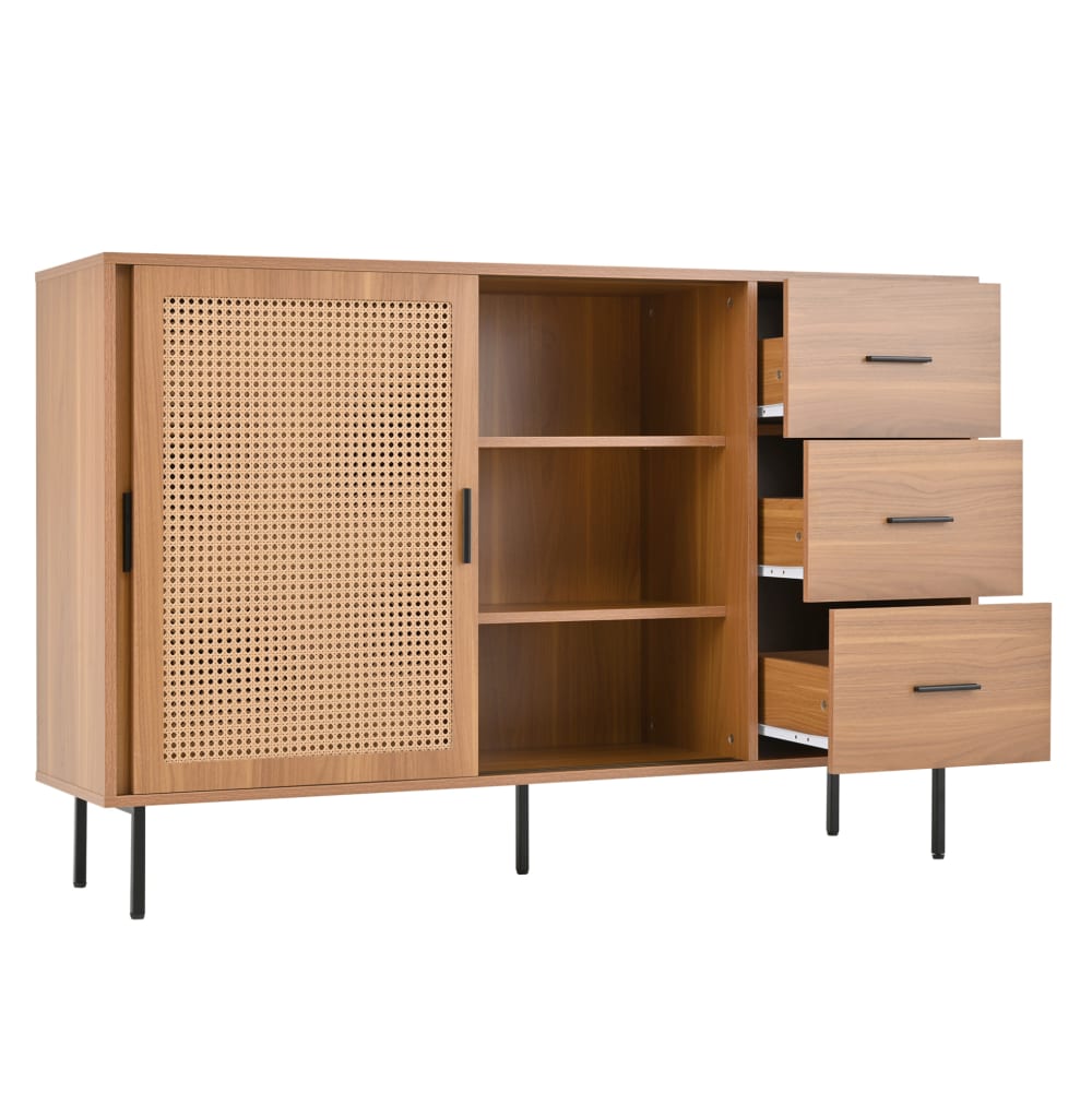 Wohnli Möbelsuche - Sideboard mit 2 Schiebetüren aus Spanplatte Natural 140 cm