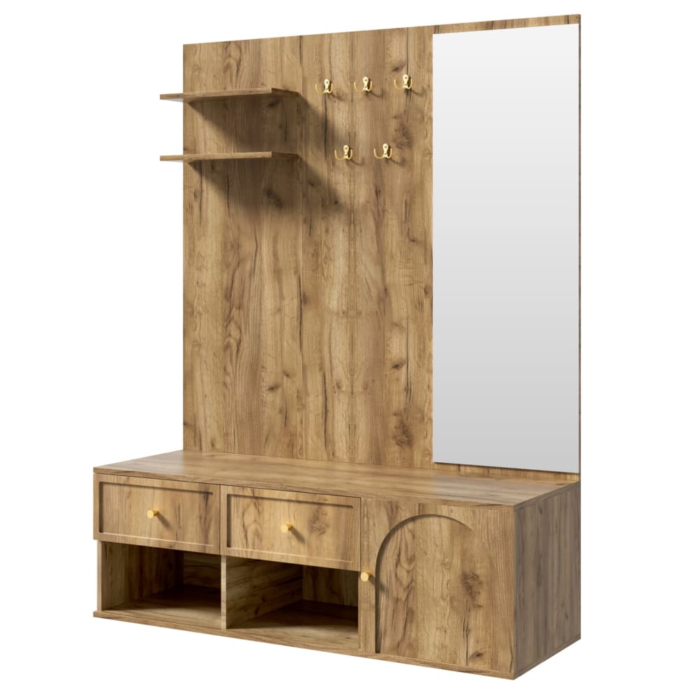 wohnli-moebel-suche-M26206879 Wohnli Möbelsuche - Garderoben-Set aus Spanplatte in Holzoptik mit Spiegel