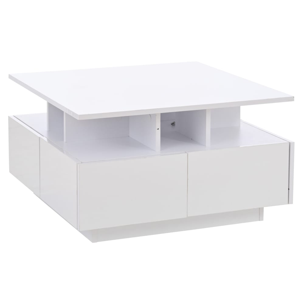 Wohnli Möbelsuche - Couchtisch aus Spanplatte weiß mit LED 70 x 70 x 40 cm
