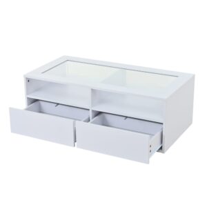Wohnli Möbelsuche - Couchtisch aus Holzwerkstoff weiß mit LED und 2 Schubladen