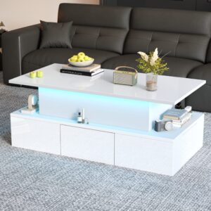 wohnli-moebel-suche-M26206887-1 Couchtisch aus Holzwerkstoff weiß mit LED 100x40x50cm Spanplatte Weiß Hauss Spole Möbel Wohnzimmermöbel Couchtische