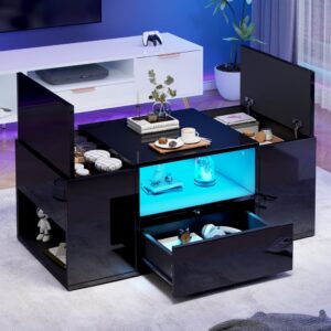 wohnli-moebel-suche-M26206905-1 Couchtisch aus Spanplatte schwarz hochglänzend mit LED-Beleuchtung 100x40x50cm Spanplatte Schwarz Hauss Spole Möbel Wohnzimmermöbel Couchtische