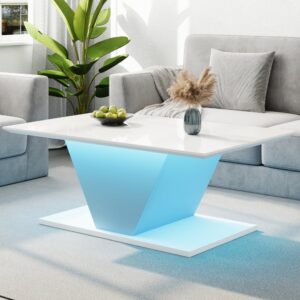 wohnli-moebel-suche-M26206912-1 Couchtisch aus Spanplatte weiß in V-Form mit LED-Beleuchtung 100x46x50cm Spanplatte Weiß Hauss Spole Möbel Wohnzimmermöbel Couchtische