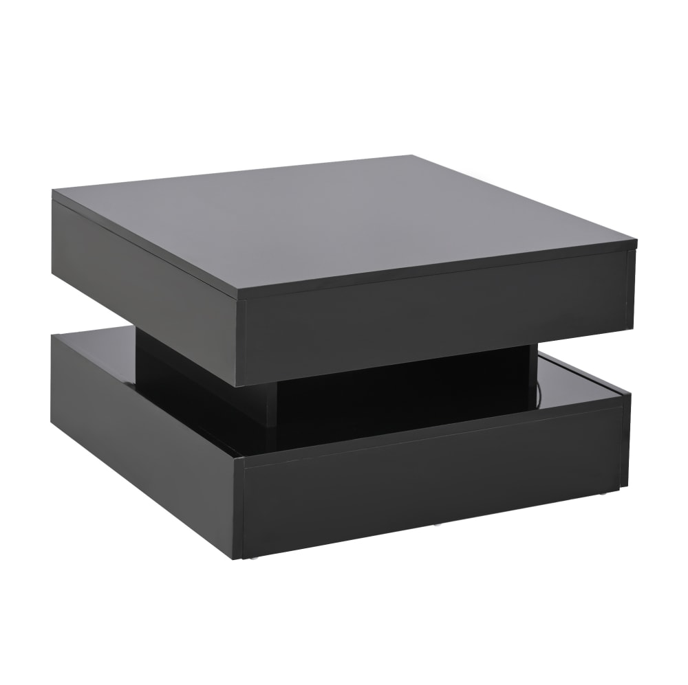 Wohnli Möbelsuche - Couchtisch aus Spanplatte schwarz mit anhebbarer Tischplatte und LED