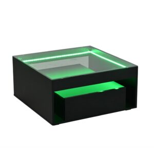 wohnli-moebel-suche-M26206920 Wohnli Möbelsuche - Couchtisch aus Holzwerkstoff schwarz mit Glasplatte und 2 Schubladen