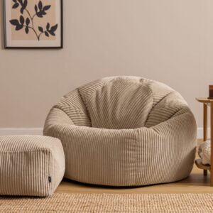 Wohnli Möbelsuche - XL Sitzsack-Sessel mit quadratischem Fußhocker aus Cord