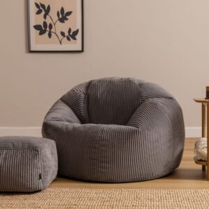 Wohnli Möbelsuche - XL Sitzsack-Sessel mit quadratischem Fußhocker aus Cord