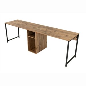 wohnli-moebel-suche-M26210914-1 2er-Schreibtisch 240 cm mit Stauraum Holzoptik 240x74x240cm Spanplatte Braun Concept Usine Möbel Büromöbel Schreibtische