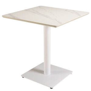 Set Nr. 3: Bistrotisch 70 x 70 cm aus weiß marmorierter Keramik 70x74x70cm Keramik Weiß MACABANE Möbel Esszimmermöbel Esstische