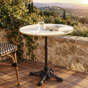wohnli-moebel-suche-M26213364 Wohnli Möbelsuche - Set Nr. 2: Bistrotisch D70cm aus hell marmorierter Keramik