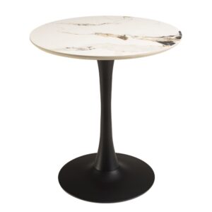 wohnli-moebel-suche-M26213371-1 Set Nr. 3: Bistrotisch D70cm aus hell marmorierter Keramik 70x75x70cm Keramik Weiß MACABANE Möbel Esszimmermöbel Esstische