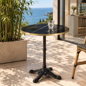 wohnli-moebel-suche-M26213373 Wohnli Möbelsuche - Set Nr. 2: Bistrotisch D70cm aus schwarz marmorierter Keramik