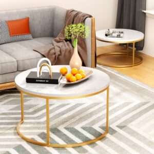 wohnli-moebel-suche-M26213631 Wohnli Möbelsuche - 2er Set runde Satztische Weiß 80x80x45 cm