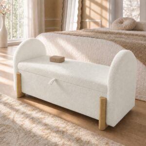 wohnli-moebel-suche-M26214389-1 Bettbank aus Polyester weiß 106 cm 106x61x47cm PES - Polyester Weiß Hauss Spole Möbel Schlafzimmermöbel Bettbänke