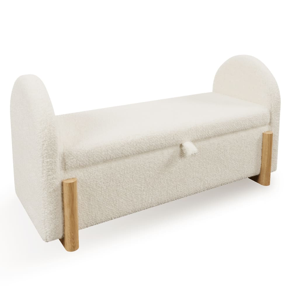 Wohnli Möbelsuche - Bettbank aus Polyester weiß 106 cm