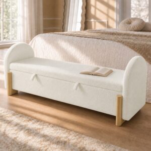 wohnli-moebel-suche-M26214390-1 Bettbank aus Polyester weiß mit Stauraum 166x61x47cm PES - Polyester Weiß Hauss Spole Möbel Schlafzimmermöbel Bettbänke