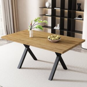 wohnli-moebel-suche-M26214396-1 Esstisch aus Holzwerkstoff Eiche mit Metallgestell 140x76x80cm Spanplatte Braun Hauss Spole Möbel Esszimmermöbel Esstische