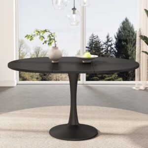 Ausziehbarer ovaler Esstisch aus Holzwerkstoff schwarz 140x75x100cm Spanplatte Schwarz Hauss Spole Möbel Esszimmermöbel Esstische