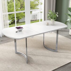 Ausziehbarer Esstisch aus Holzwerkstoff weiß 180x75x80cm Spanplatte Weiß Hauss Spole Möbel Esszimmermöbel Esstische