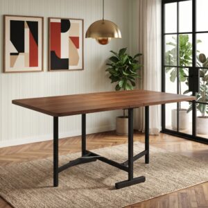 wohnli-moebel-suche-M26214411-1 Esstisch ausziehbar und klappbar aus Holzwerkstoff in Walnuss 120x75x80cm Spanplatte Braun Hauss Spole Möbel Esszimmermöbel Esstische