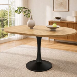 wohnli-moebel-suche-M26214412-1 Esstisch oval aus Holzwerkstoff in Eiche 140x75x100cm Spanplatte Beige Hauss Spole Möbel Esszimmermöbel Esstische