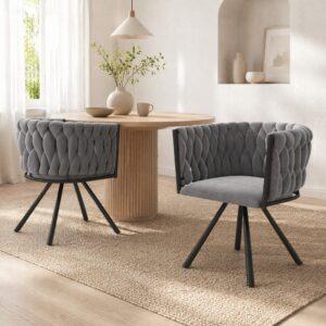 wohnli-moebel-suche-M26214424-1 2er-Set Esszimmerstühle aus Polyester grau drehbar 59x72x54cm PES - Polyester Grau Hauss Spole Möbel Esszimmermöbel Stühle