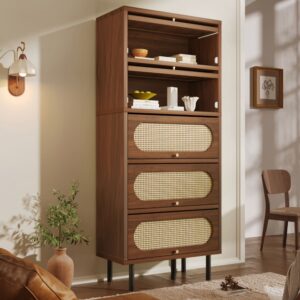 Hochschrank aus Holzwerkstoff in Nussbaumoptik 80 x 40 x 163 cm 80x163x40cm Spanplatte Braun Hauss Spole Möbel