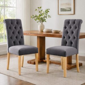 wohnli-moebel-suche-M26214438-1 Esszimmerstühle im 2er-Set Polyester Samt grau 63x100x43cm PES - Polyester Grau Hauss Spole Möbel Esszimmermöbel Stühle