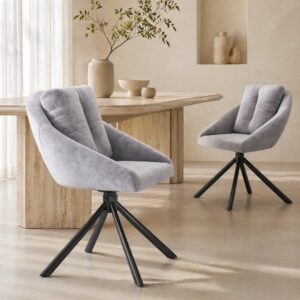 wohnli-moebel-suche-M26214443-1 Drehstühle im 2er-Set aus Polyester grau 59x79x52cm PES - Polyester Grau Hauss Spole Möbel Esszimmermöbel Stühle