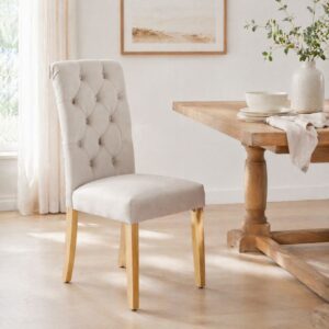 wohnli-moebel-suche-M26214451-1 2er-Set Esszimmerstühle aus Polyester beige 63x100x43cm PES - Polyester Beige Hauss Spole Möbel Esszimmermöbel Stühle