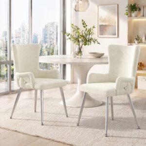2er-Set Esszimmerstühle aus Polyester beige 55x85x47cm PES - Polyester Beige Hauss Spole Möbel Esszimmermöbel Stühle