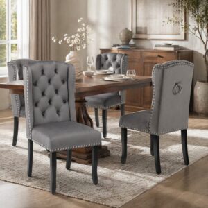 wohnli-moebel-suche-M26214457-1 Esszimmerstühle im 2er-Set aus Polyester grau 61x100x45cm PES - Polyester Grau Hauss Spole Möbel Esszimmermöbel Stühle