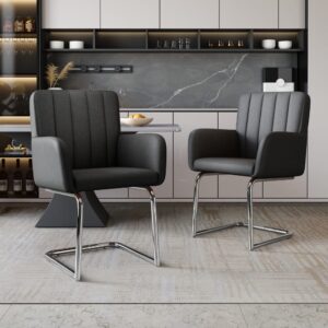 Esszimmerstühle im 2er-Set aus Polyurethan schwarz 57x86x56cm PVC - Polyvinlychlorid Schwarz Hauss Spole Möbel Esszimmermöbel Stühle