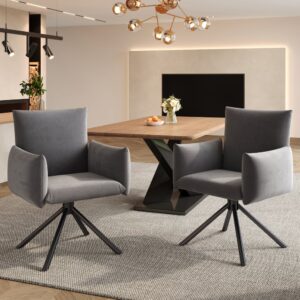 2er-Set Esszimmerstühle aus Polyester grau drehbar 60x88x60cm PES - Polyester Grau Hauss Spole Möbel Esszimmermöbel Stühle