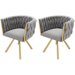 wohnli-moebel-suche-M26214465 Wohnli Möbelsuche - 2er-Set Esszimmerstühle aus Polyester grau und goldfarben