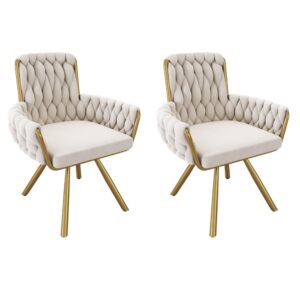 Wohnli Möbelsuche - 2er-Set Esszimmerstühle aus Polyester beige drehbar