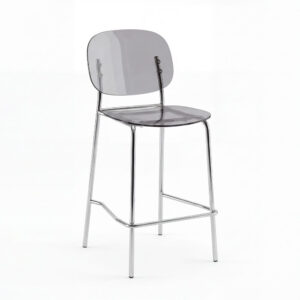 Wohnli Möbelsuche - 2er-Set Hocker aus rauchgrauem Polycarbonat und Metall