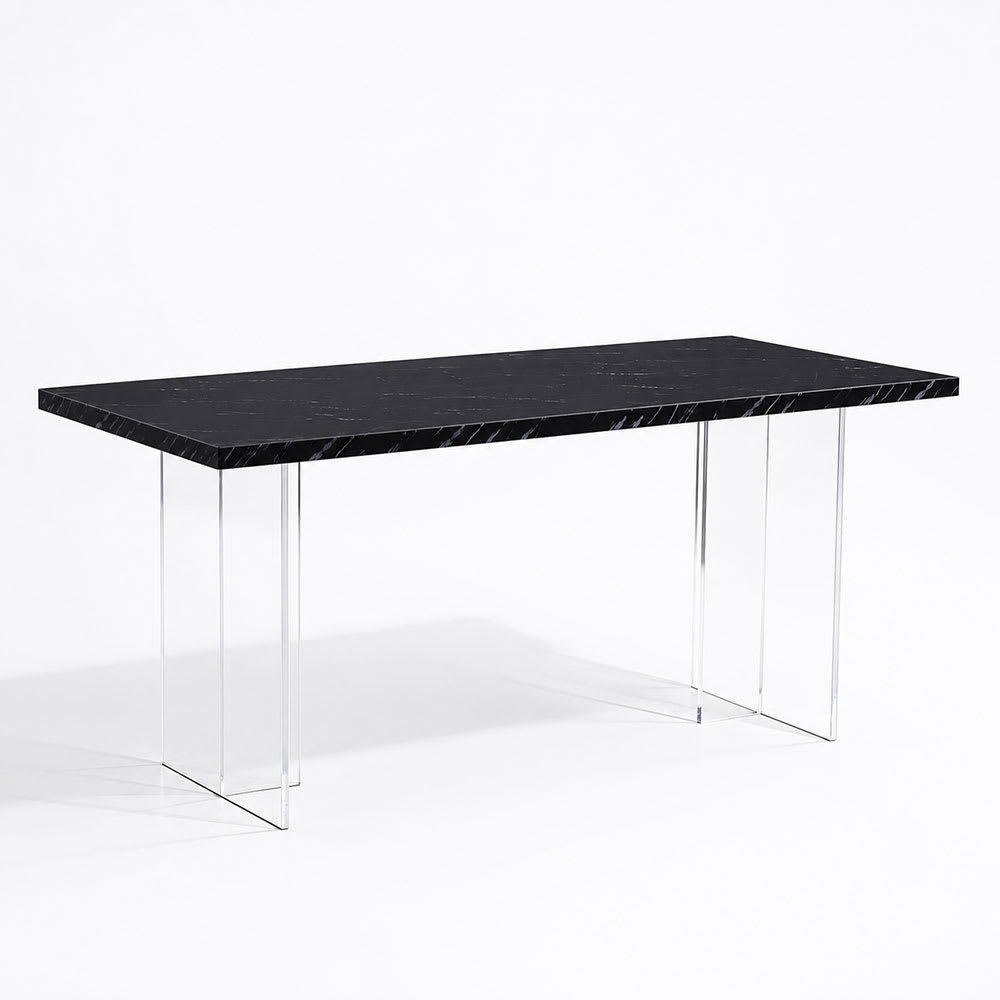 Wohnli Möbelsuche - Tisch 160x80 cm mit Platte in Marmoroptik und Acrylgestell