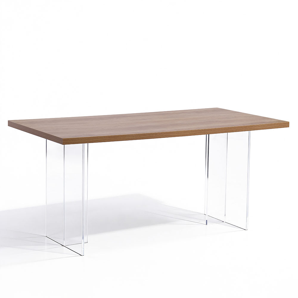 Wohnli Möbelsuche - Tisch 160x80 cm mit Platte in Holzoptik und Acrylgestell