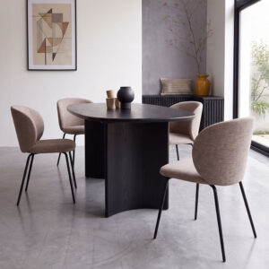 2er-Set Stühle aus taupefarbenem Stoff mit Metallbeinen 51x77x50cm Stoff Taupe Uberti Möbel Esszimmermöbel Stühle
