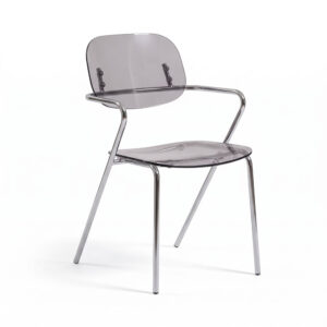 Wohnli Möbelsuche - 2er-Set Stühle aus rauchgrauem Polycarbonat und Metall