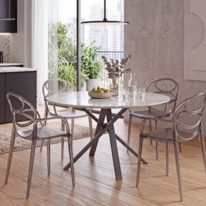 2er-Set Stühle aus opakem Polycarbonat in Rauchgrau 57x84x56cm PC - Polycarbonat Silber Uberti Möbel Esszimmermöbel Stühle