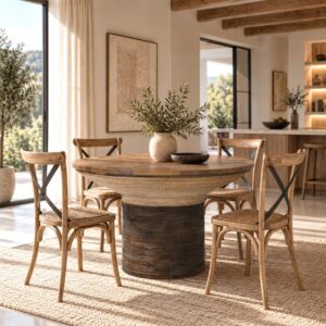 wohnli-moebel-suche-M26214832-1 Teak-Esstisch 120 cm 120x78x120cm Spanplatte Braun GINER Y COLOMER Möbel